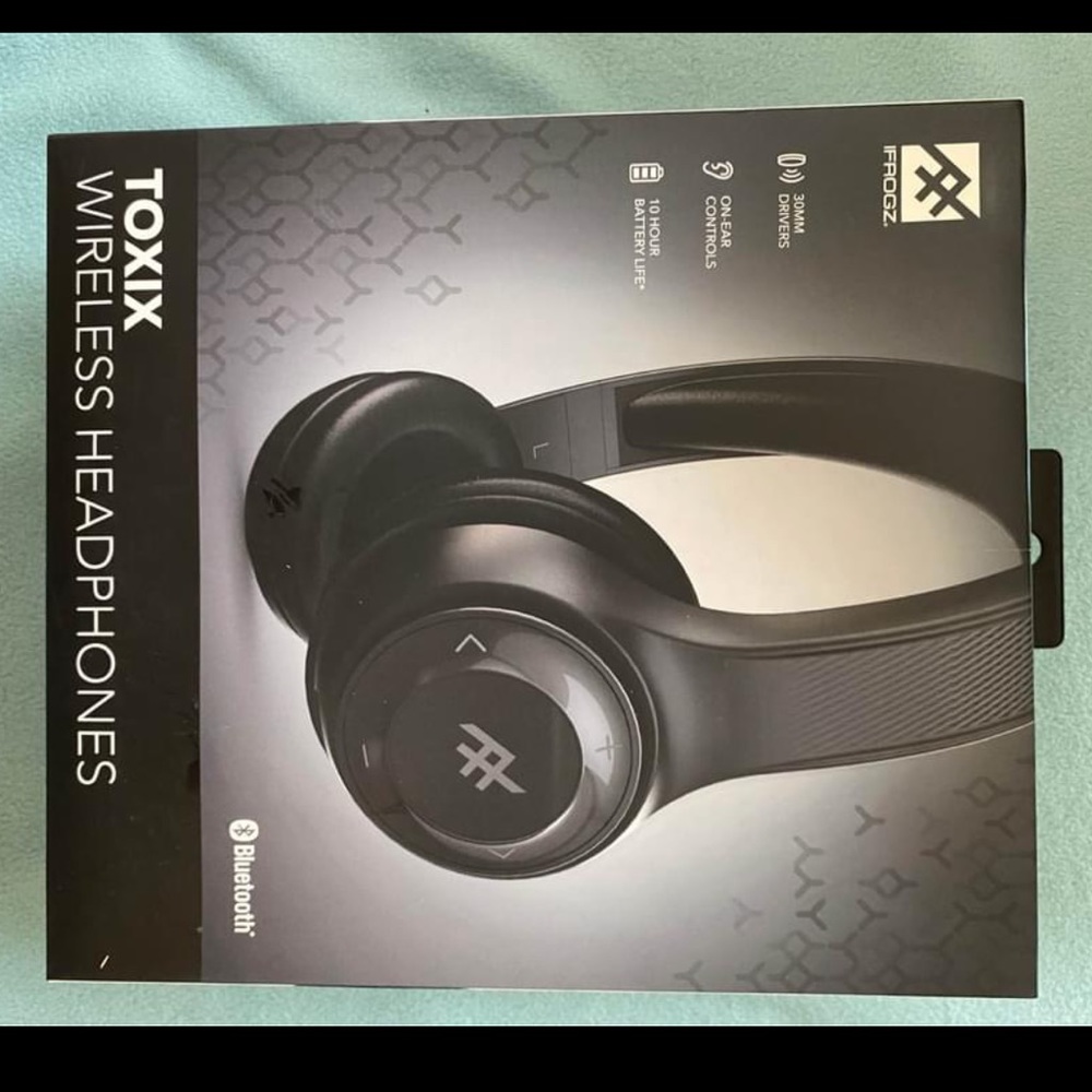 black wireless headphones